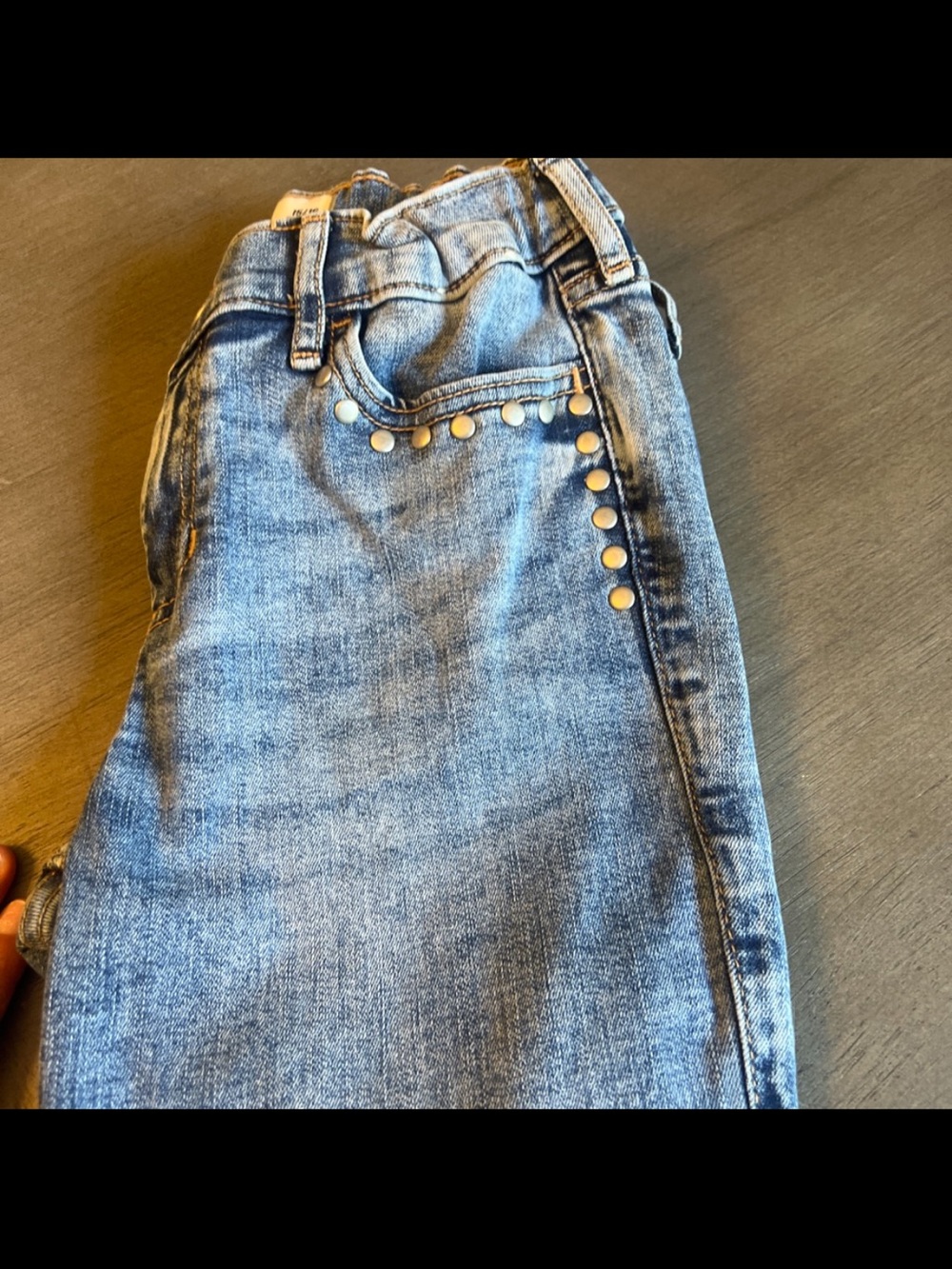High-Rise Light Blue Stud-Detail Jeans